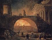 ROBERT, Hubert The blaze in Rom,18.Juli 64 n. Chr. oil painting